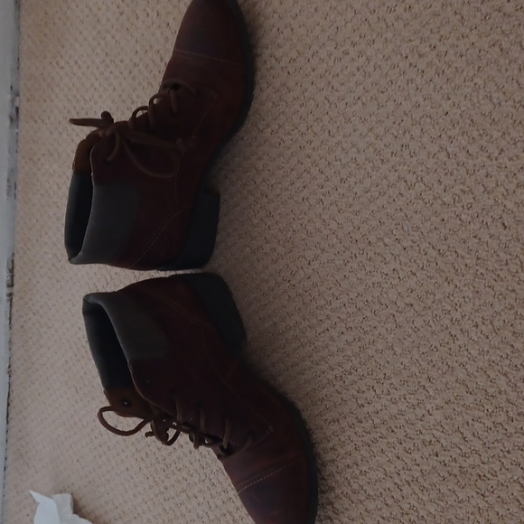 Sperry women Leather Laceup Ankle Boot collar gas padded canvas material 10M - Picture 3 of 11